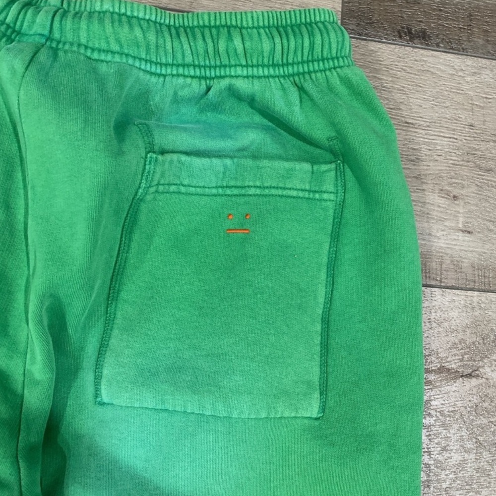 Acne Studios faded green appliqué cotton jersey track pant sweatpants - Picture 7 of 7